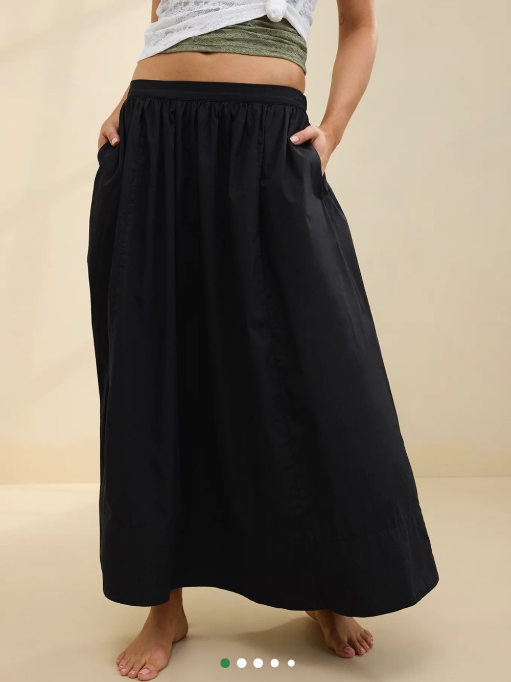 Aerie Black Poplin Skirt